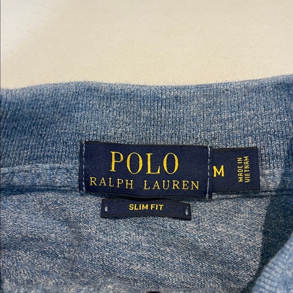 Polo Ralph Lauren Blue Long Sleeve Polo Shirt Size M Slim Fit - Picture 2 of 3